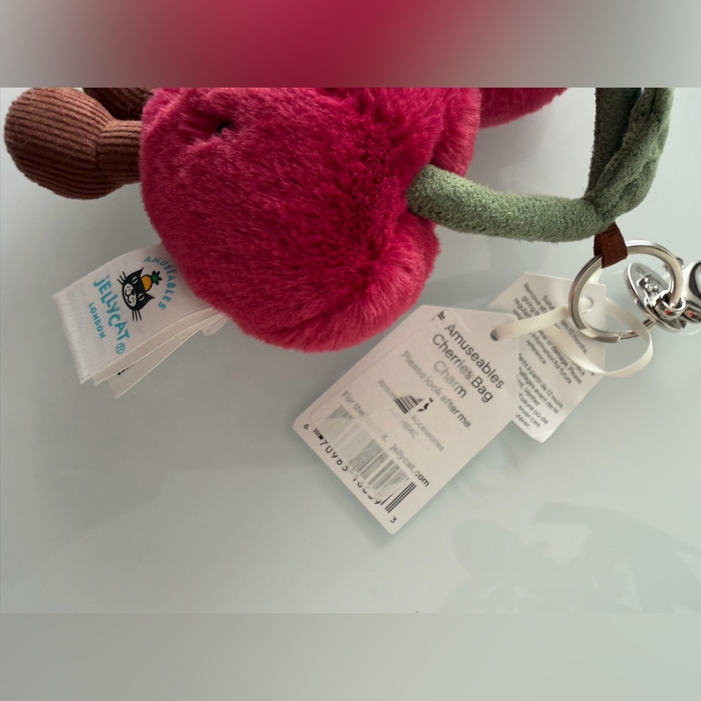Jellycat Cherry Plush Keychain bag charm - Picture 2 of 5